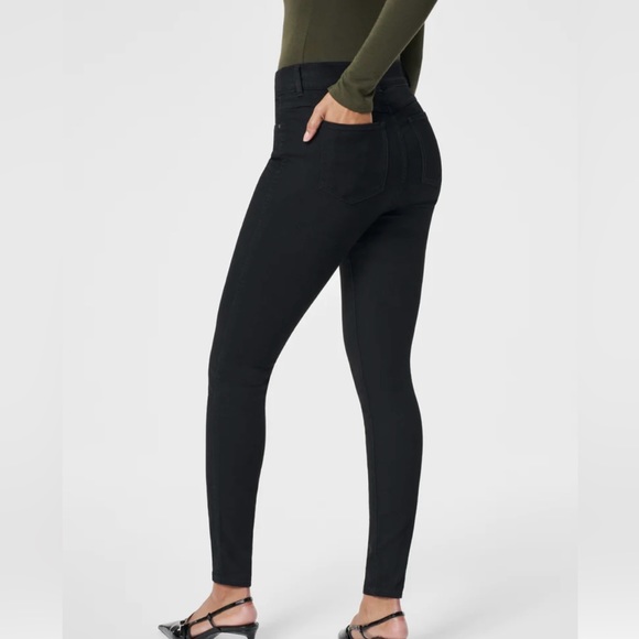 NWT $128 Spanx small tall black pull on jean leggings. Slimming. - Picture 5 of 14